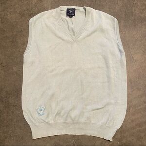 Vintage Burberry Sz Medium Seafoam Green Cotton Sweater Vest Sporty Preppy